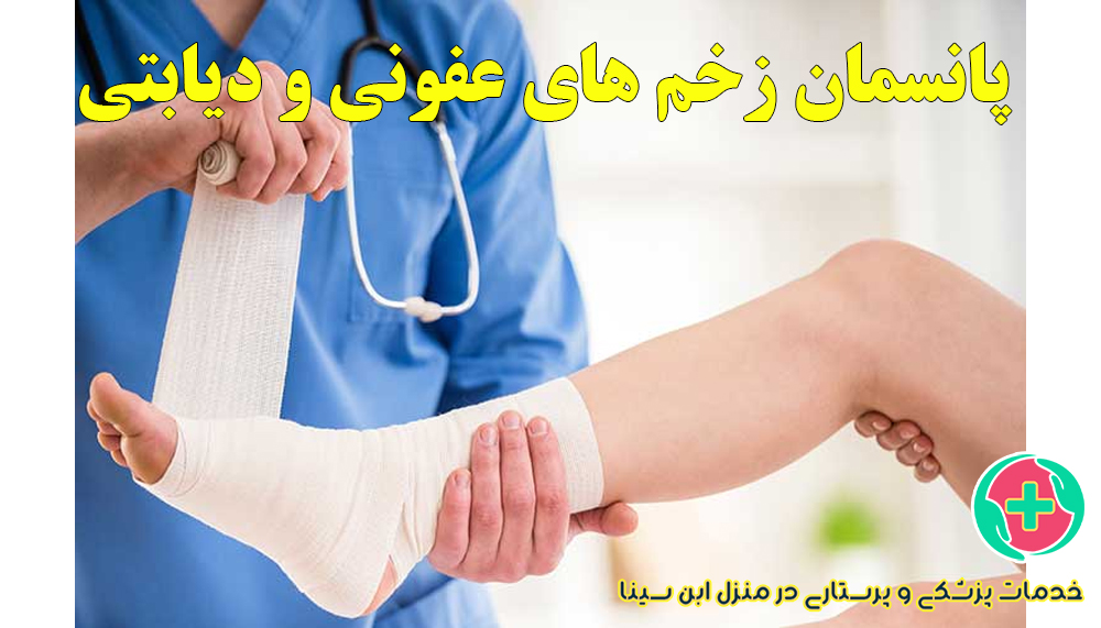 پانسمان زخم‌های عفونی و دیابتی در منزل | مرکز شبانه روزی پرستاری ابن سینا در مشهد